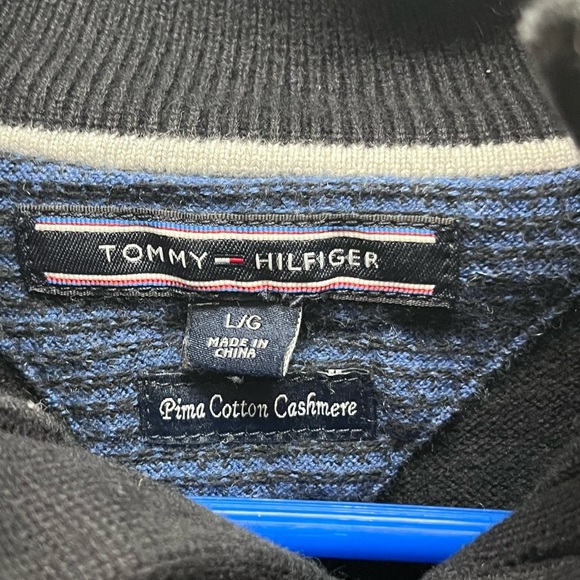 Tommy Hilfiger Men's Black Pima cotton blend collared sweater size L - Picture 4 of 9